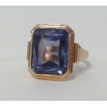 A Russian rose gold ladies square cut alexandrite ring.