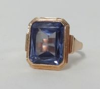 A Russian rose gold ladies square cut alexandrite ring.