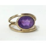 A 9ct amethyst set ring, size I.