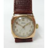 Rolex, a 9ct vintage cushion cased wristwatch marked 'Rolex'