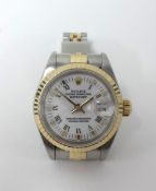 Rolex, a ladies Oyster Datejust chronometer wristwatch Model No.69173, Case No. L40176, with white