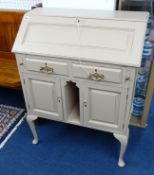 A French overpainted bureau and stool.