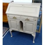 A French overpainted bureau and stool.