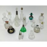 A collection of various glass and other perfume bottles including silver mounted, Siddy Langley, (