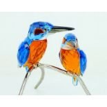 Swarovski Crystal, Paradise Birds, Kingfishers Blue Turquoise, boxed.