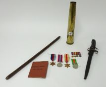 Four WWII medals and matching miniatures awarded to 'Les Aldworth' (SGT) with original posting