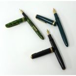 The Burnham Pen, fountain pen marked 14ct nib together with a Parker Duo fold fountain pen with 14ct