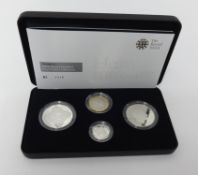 Royal Mint, 2008 silver proof Piedfort four coin collection, cased.