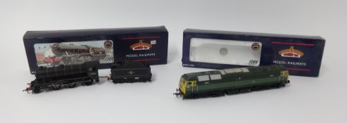 Bachman 00 gauge, BR lined black stepped loco and tender and Class 47 diesel two tone engine,