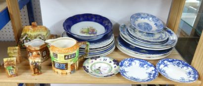 Various general chinawares including blue and white and cottage wares.