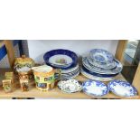 Various general chinawares including blue and white and cottage wares.