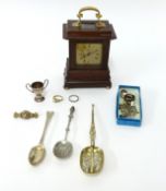 Barnet of London an oak cased miniature clock and other items including Pilgrim fathers Plymouth