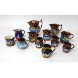 Collection of various Victorian and later copper lustre jugs (12)