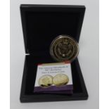 Royal Mint, a QEII 90th birthday five crown gilt coin set with Swarovski crystal, 2016, Bradford