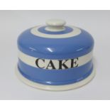 T.G.Green Cornishware, 8.5 inch diameter cake dome, (some crack lines and shadow).