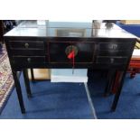 A pair reproduction Chinese lacquered side tables.