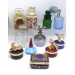 Limoge porcelain scent bottle and a collection of others including Avon, Pranz etc (11).
