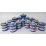 T.G.Green Cornishware, a collection including 4.5 inch Garlic jar without lid, 3.5 inch Cornish Blue