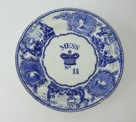 A Victorian blue and white mess plate No. 11 diameter 24.5cm.