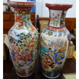 Pair modern reproduction oriental vases, height 62cm.
