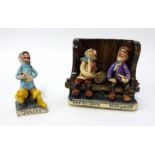 Will Young pottery Widecombe Devon, 'Uncle Tom Cobley and Peter Gurney' on a bench and also a figure