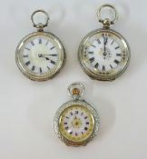 Three antique silver fob watches.