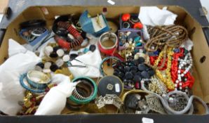 A quantity of various costume jewellery some vintage including compacts, bangles, necklaces etc.