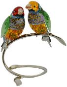 Swarovski Crystal, Paradise Birds, Gouldian Finches Peridot, boxed.