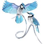 Swarovski Crystal, Paradise Birds, Blue Jays, boxed.