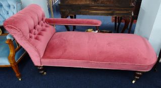 Late Victorian mahogany framed chaise longue.