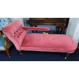 Late Victorian mahogany framed chaise longue.