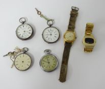 Four pocket watches including two silver open face pocket watches by J.Phillips of Rugby, (one