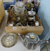 A collection of various Victorian and later silver plated and metalware together with a pair of gilt