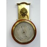 Negretti and Zambra, London, a brass and mahogany cased wall barometer the dial marked 'R11397',