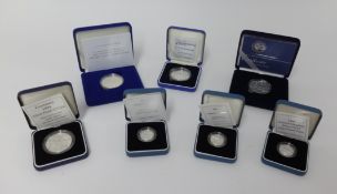 Royal Mint, a collection of proof coins including 2002 silver one pound, 2000 silver five pound,