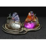 Swarovski Crystal, Paradise Birds 'Mandarin Ducks' with metal base, boxed.