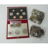 A Royal Mint 1991 proof set cased, together with five bags of various general coinage etc.
