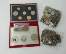 A Royal Mint 1991 proof set cased, together with five bags of various general coinage etc.