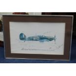 Signed limited edition print of a Hawker Hurricane MK1 signed by 35 pilots commemorating the 40th