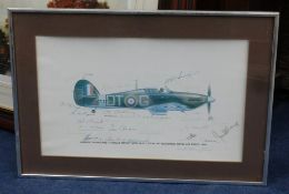 Signed limited edition print of a Hawker Hurricane MK1 signed by 35 pilots commemorating the 40th