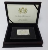 Royal Mint, CPM the five ounce silver bullion coin bar, cased.