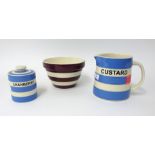 T.G.Green Cornishware, a collection including 6 inch limited edition Christmas 2004 plum pudding