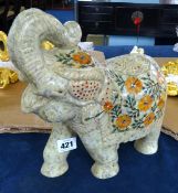An Indian marble elephant inset with semi precious stones, height 27cm.