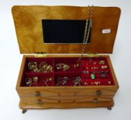 A jewellery box and contents, including various 9ct gold, approx 39gms.