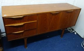 A 'retro' teak sideboard and two reproduction ‘sofa’ coffee tables (3).