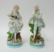 Pair of 19th Century porcelain figures, height 34cm.
