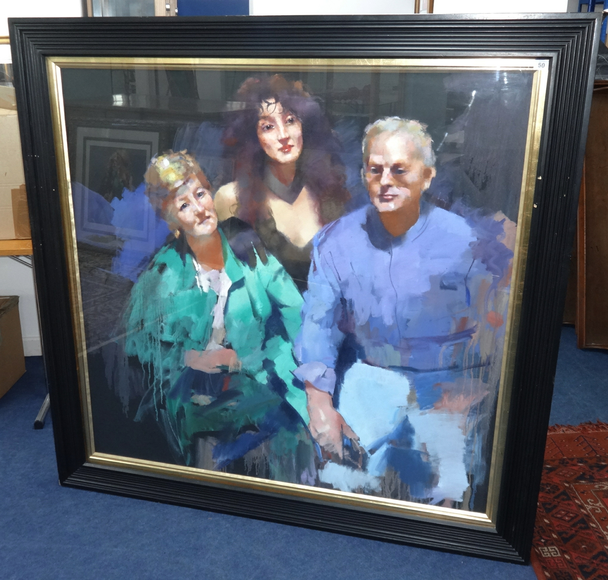 Robert Lenkiewicz (1941-2002) 'The Vaughan Family', large oil on canvas painting, 116cm x 118cm, - Image 2 of 2