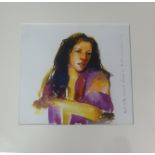 Robert Lenkiewicz (1941-2002), print 'Girl with Mauve Shawl', mounted and unframed.