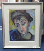 Donat, oil on canvas, signed, portrait, Spanish, 'Sitges', 39cm x 30cm, framed.