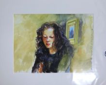 Print, 'Anna at the House', mounted, not framed, 34cm x 24cm.